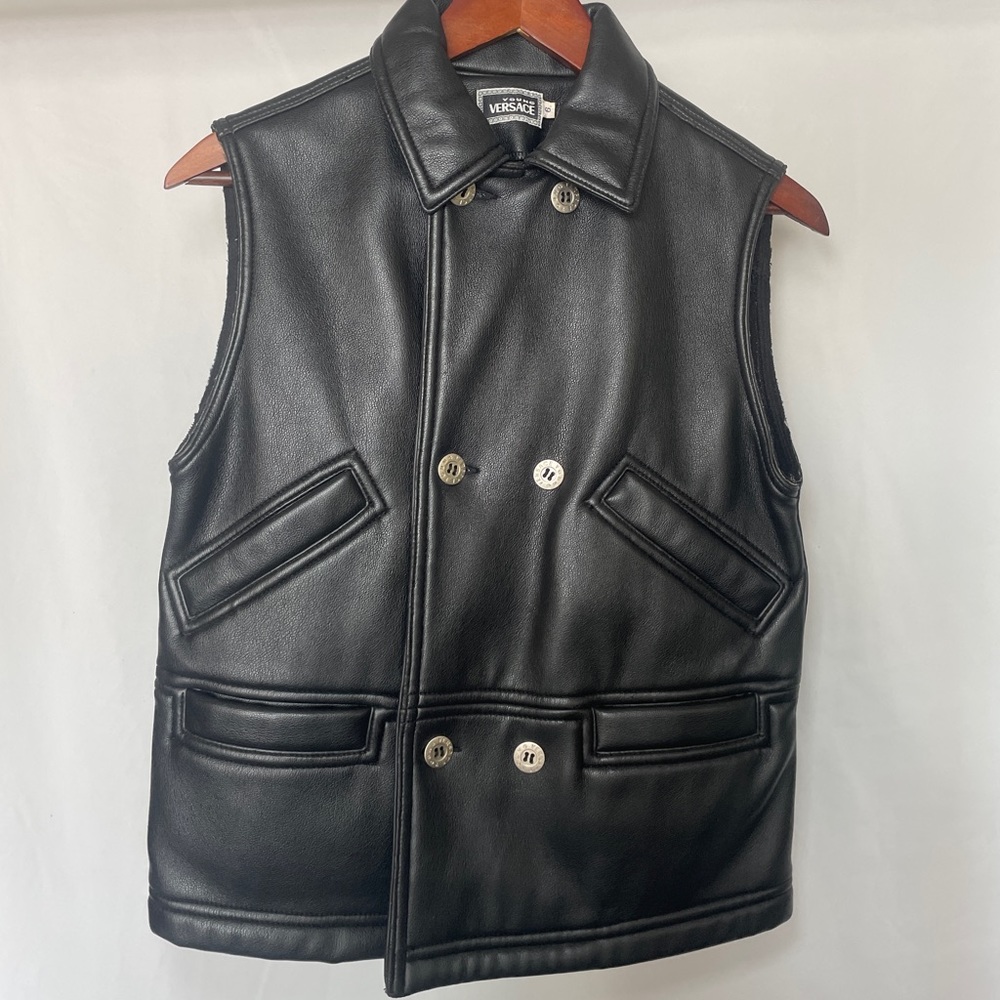 Young Versace Vintage Faux Leather Vest